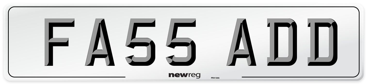 FA55 ADD Number Plate from New Reg
